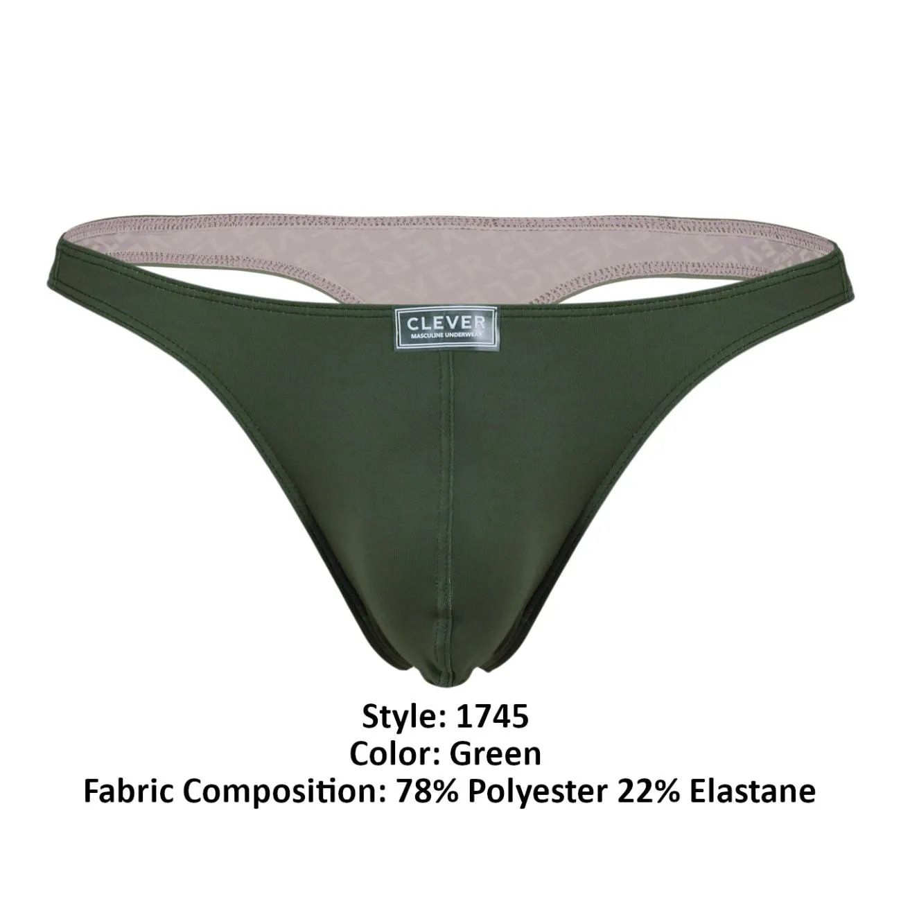 Clothing_Clever_Mens Underwear Clever 1745 Optimo Thongs Color Green
