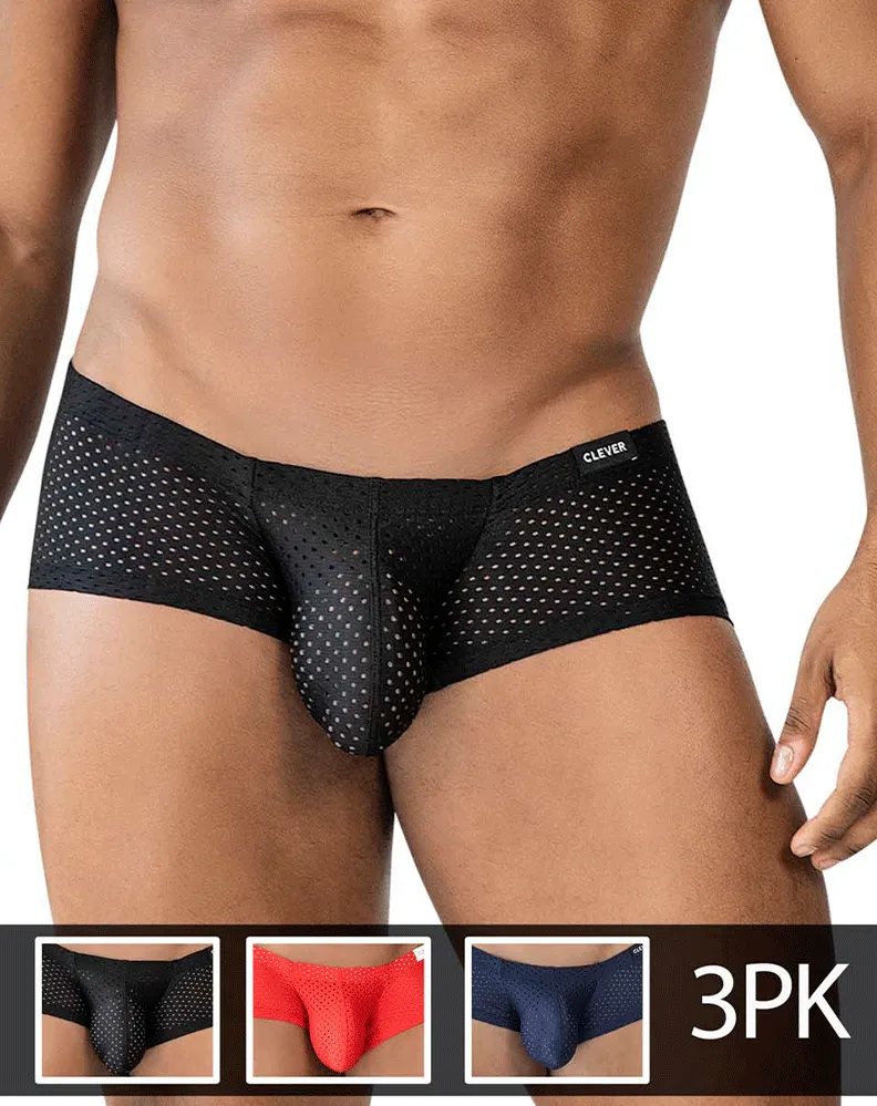 Clothing_Clever_Mens Underwear Clever 229947 3-Pack Australian Latin Trunks Black-red-blue