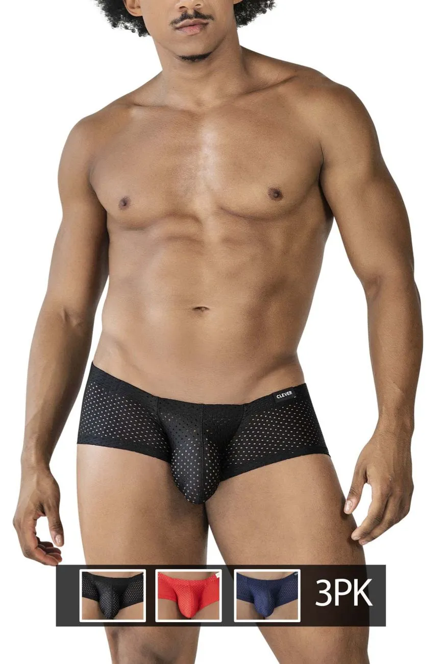 Clothing_Clever_Mens Underwear Clever 229947 3PK Autralian Latin Trunks Color Black-Red-Blue