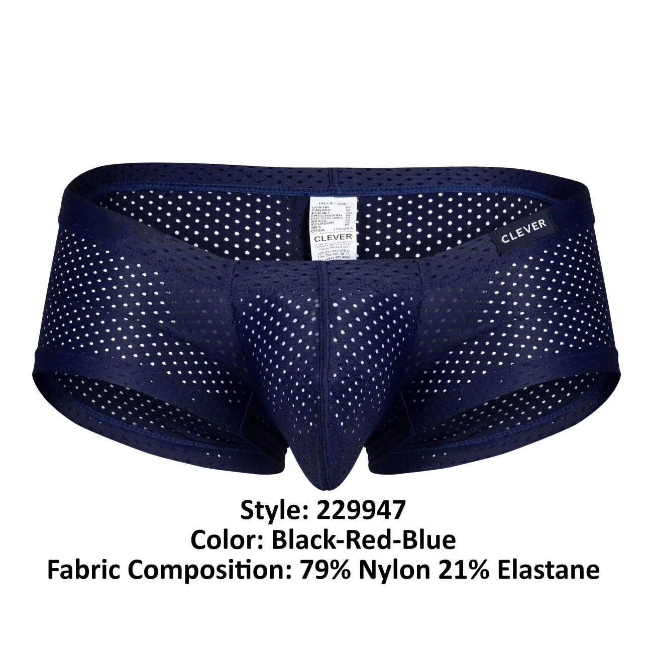 Clothing_Clever_Mens Underwear Clever 229947 3PK Autralian Latin Trunks Color Black-Red-Blue