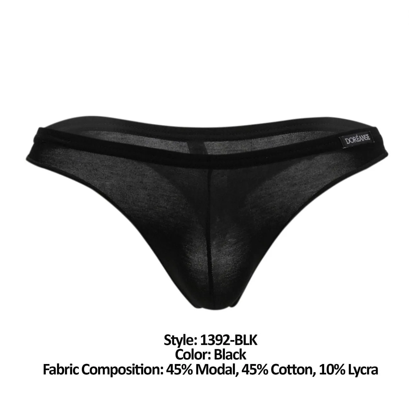 Clothing_Doreanse_Mens Underwear Doreanse 1392-BLK Euro Thong Color Black