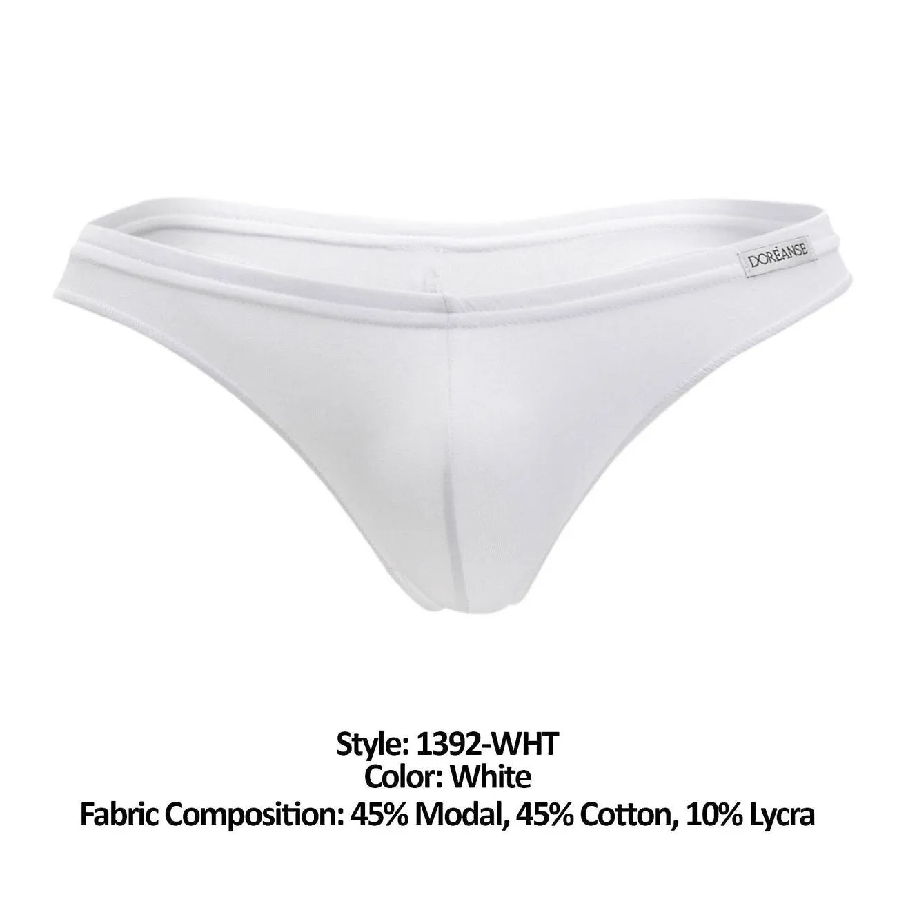 Clothing_Doreanse_Mens Underwear Doreanse 1392-WHT Euro Thong Color White