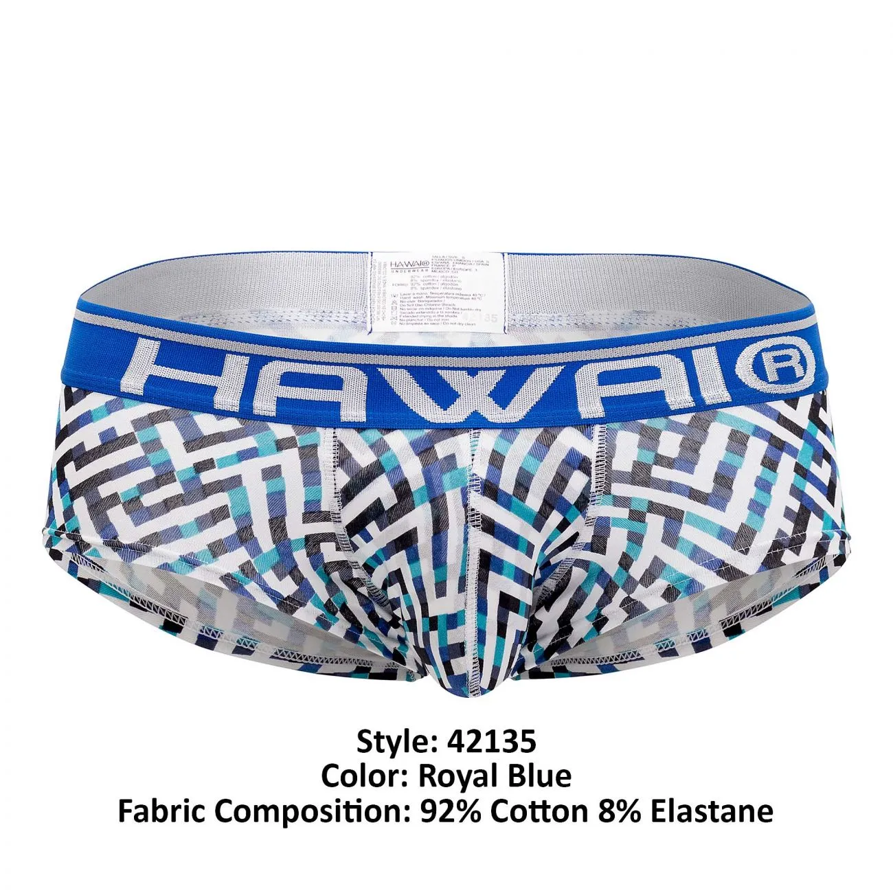 Clothing_Hawair_Mens Underwear HAWAI 42135 Geometric Mini Trunks Color Royal Blue