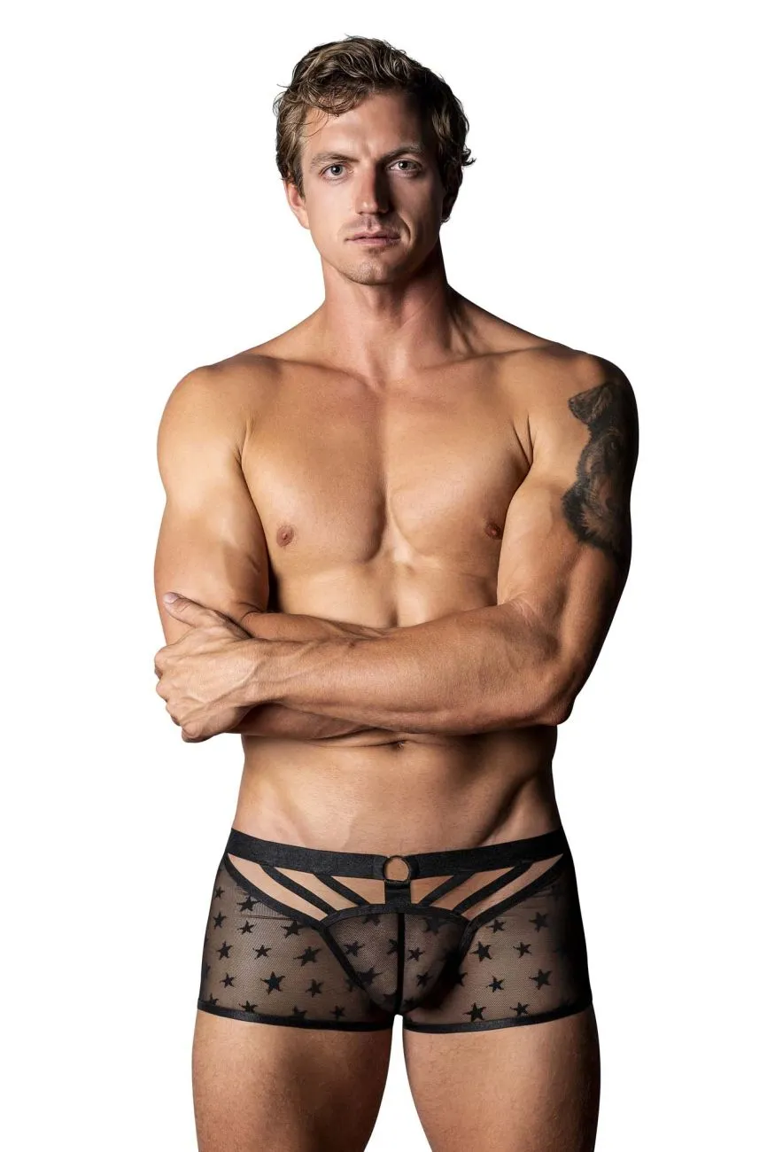 Clothing_Male Power_Mens Underwear Male Power 122-291 Love Star Short with Ring Color Black
