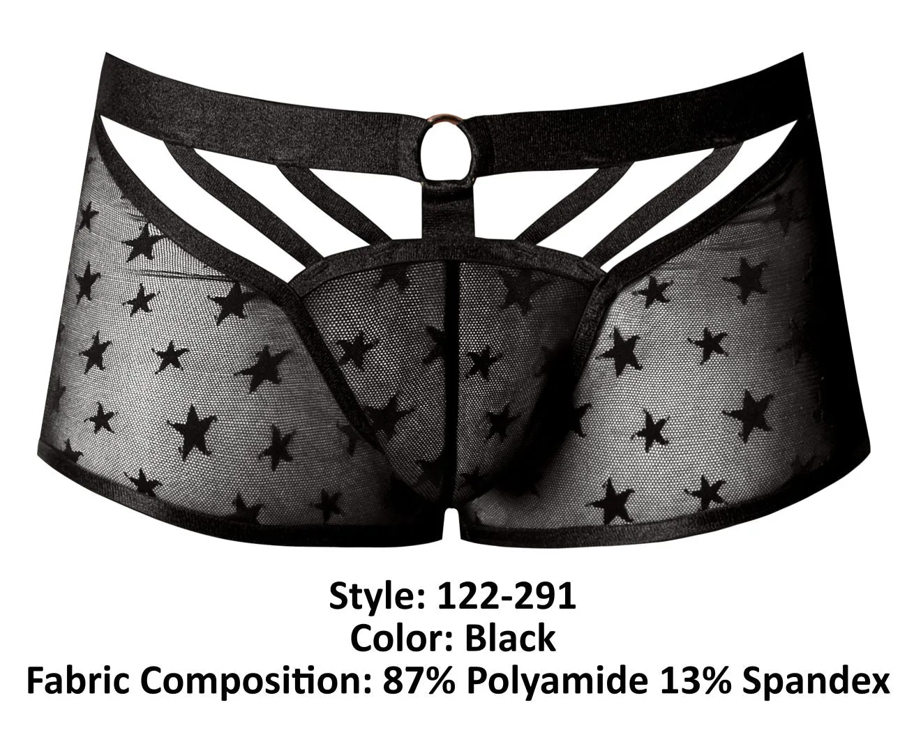Clothing_Male Power_Mens Underwear Male Power 122-291 Love Star Short with Ring Color Black