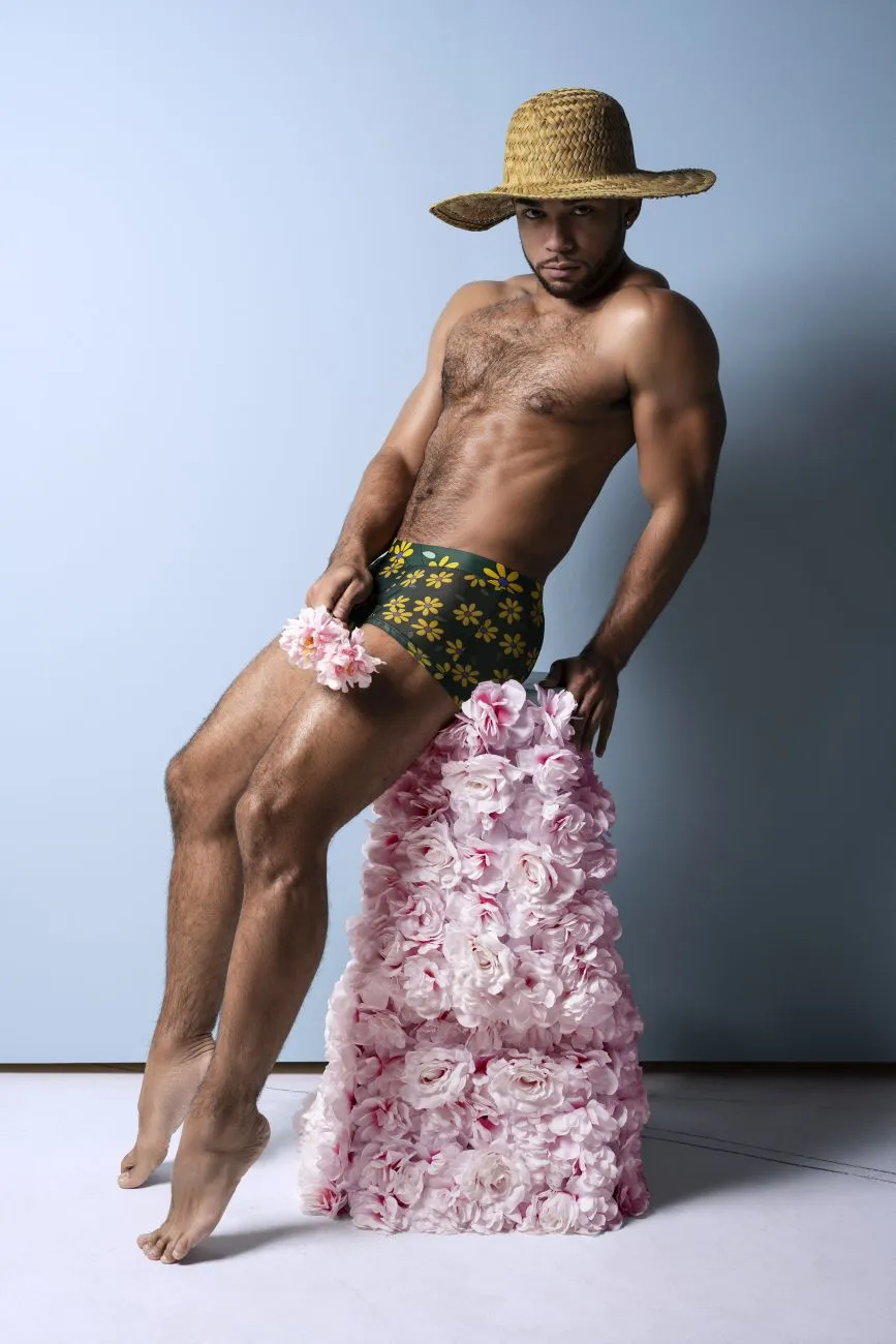 Clothing_Male Power_Mens Underwear Male Power 145-285 Petal Power Pouch Short Color Daisy Print