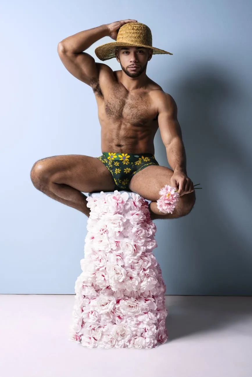 Clothing_Male Power_Mens Underwear Male Power 145-285 Petal Power Pouch Short Color Daisy Print