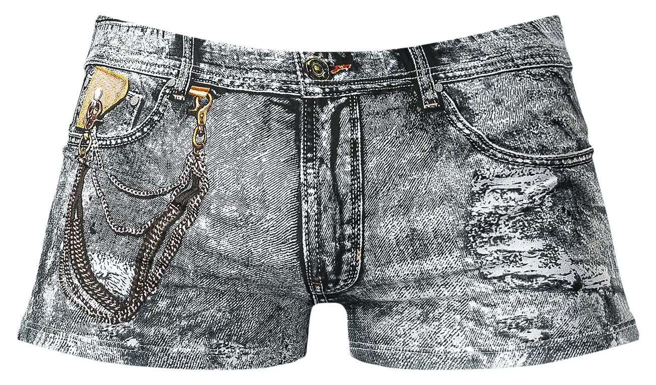 Clothing_Male Power_Mens Underwear Male Power 145-286 Dirty Denim Mini Short Color Denim Print
