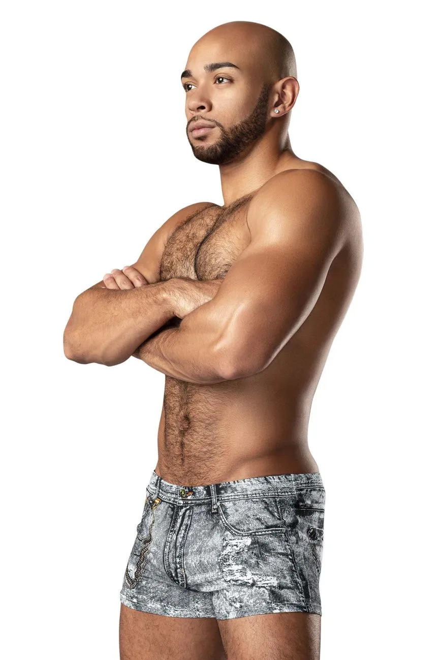 Clothing_Male Power_Mens Underwear Male Power 145-286 Dirty Denim Mini Short Color Denim Print