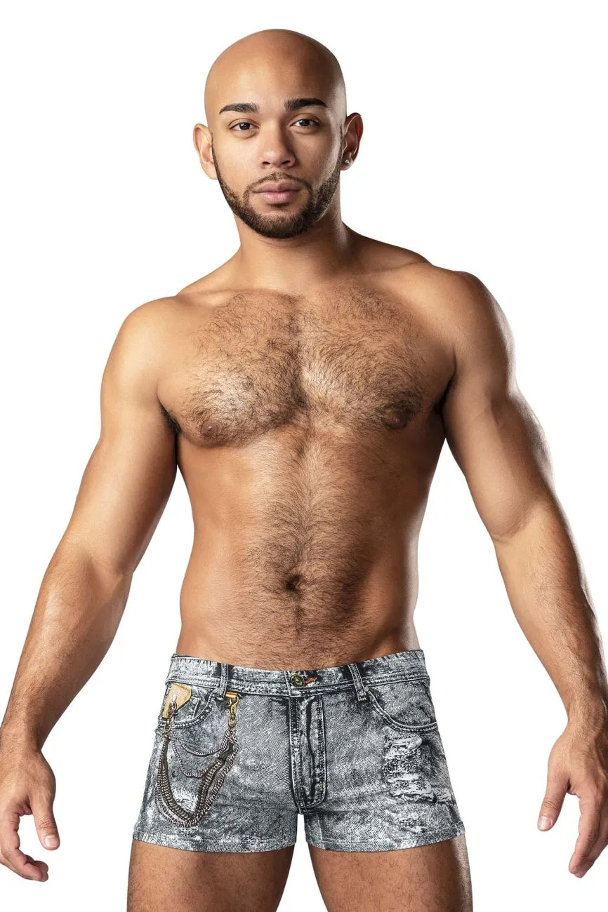 Clothing_Male Power_Mens Underwear Male Power 145-286 Dirty Denim Mini Short Color Denim Print