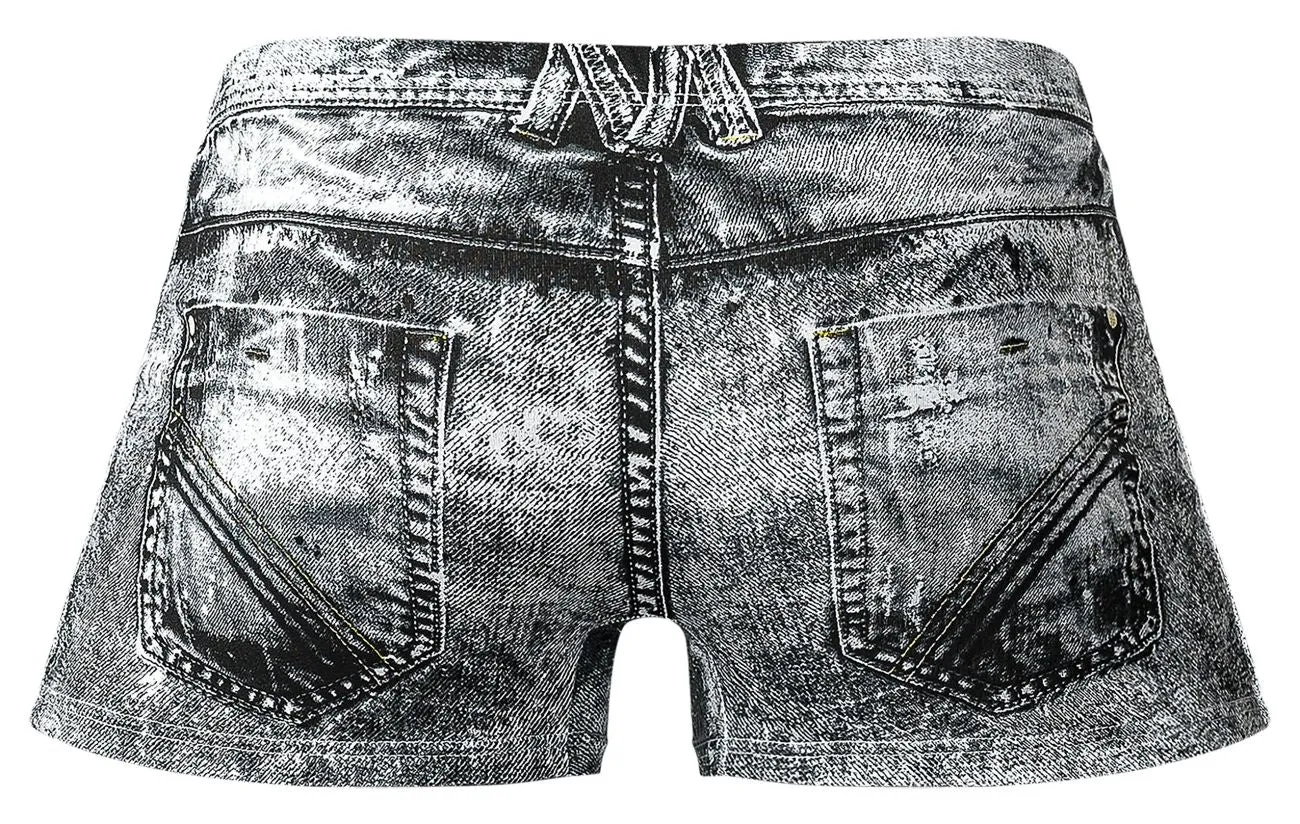 Clothing_Male Power_Mens Underwear Male Power 145-286 Dirty Denim Mini Short Color Denim Print