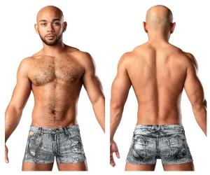 Clothing_Male Power_Mens Underwear Male Power 145-286 Dirty Denim Mini Short Color Denim Print
