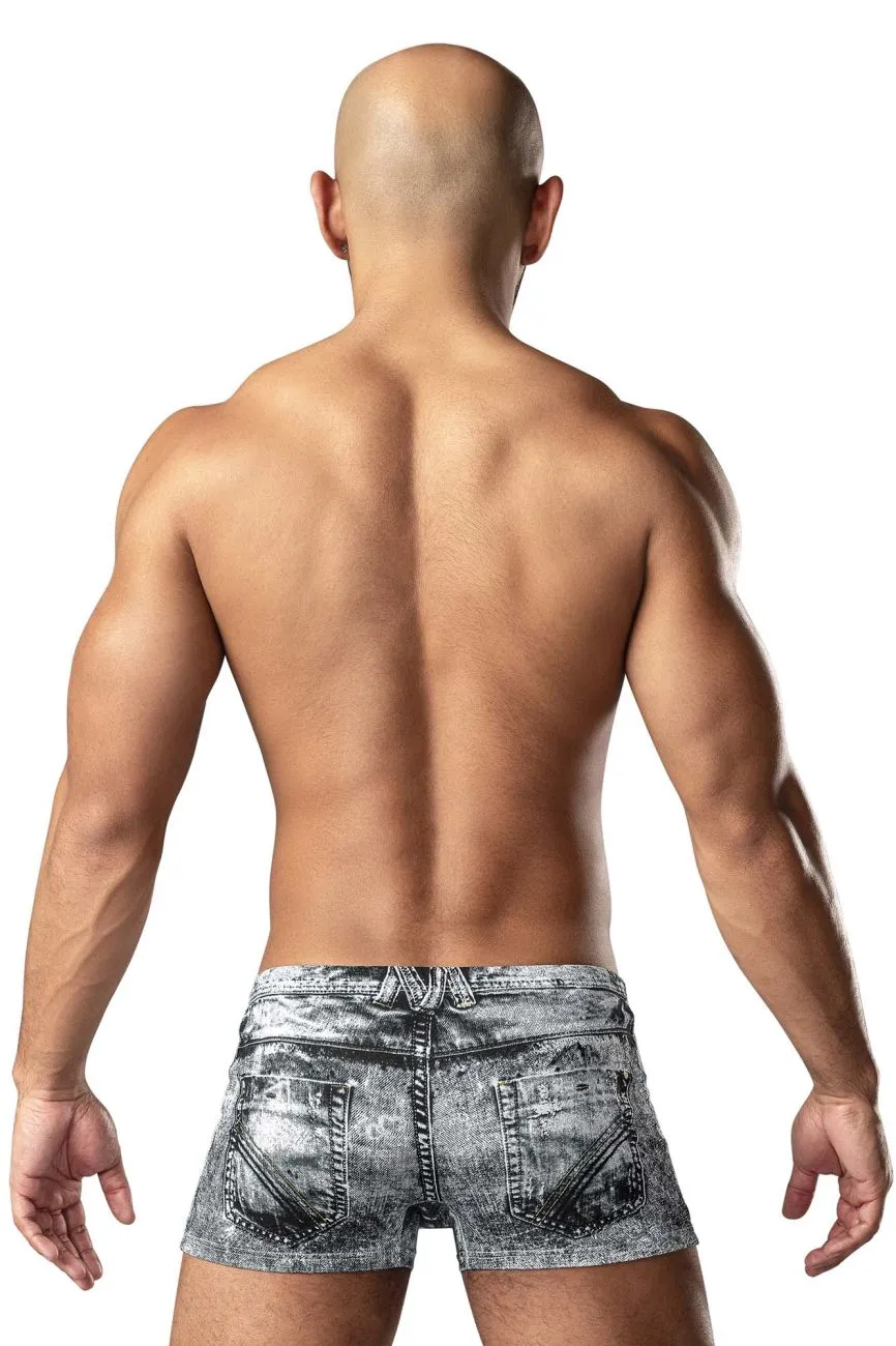 Clothing_Male Power_Mens Underwear Male Power 145-286 Dirty Denim Mini Short Color Denim Print