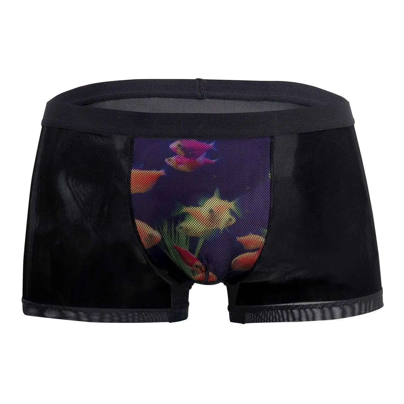 Clothing_Male Power_Mens Underwear Male Power 183-262 Private Screen Fish print Trunks Color Black