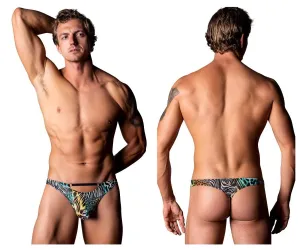 Clothing_Male Power_Mens Underwear Male Power 439-295 Go Wild Thong with 2 Rings Color Multi Animal