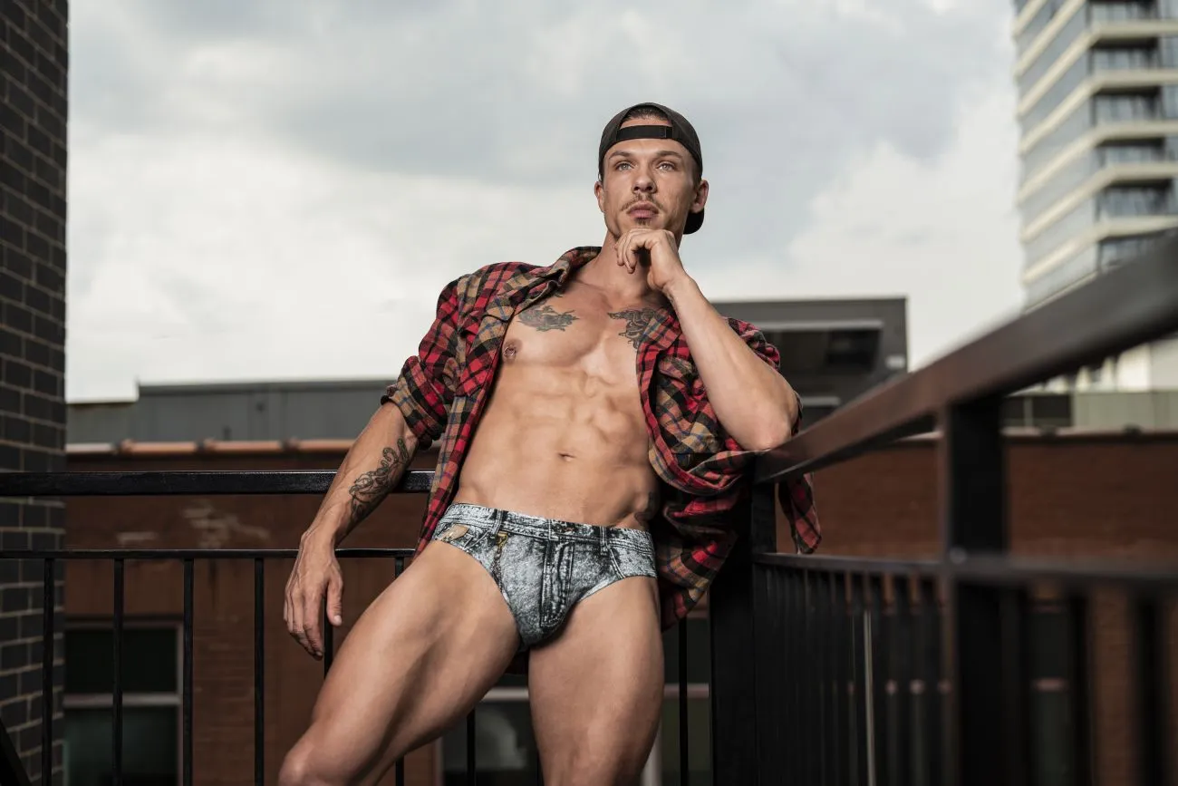Clothing_Male Power_Mens Underwear Male Power 486-286 Dirty Denim Bikini Color Denim Print