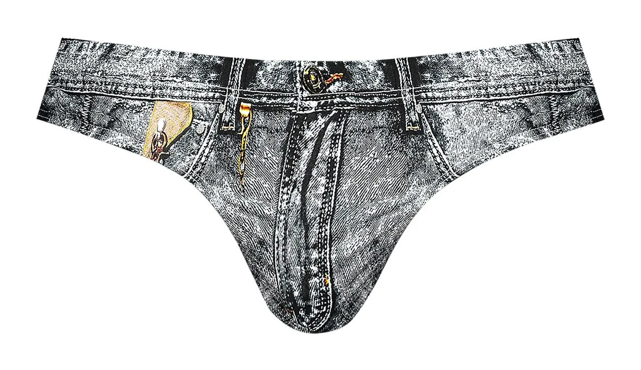 Clothing_Male Power_Mens Underwear Male Power 486-286 Dirty Denim Bikini Color Denim Print