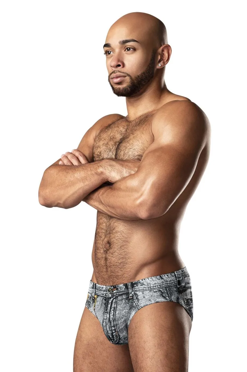Clothing_Male Power_Mens Underwear Male Power 486-286 Dirty Denim Bikini Color Denim Print