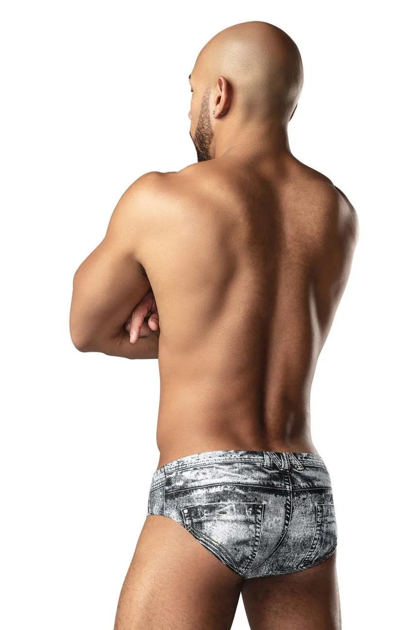Clothing_Male Power_Mens Underwear Male Power 486-286 Dirty Denim Bikini Color Denim Print