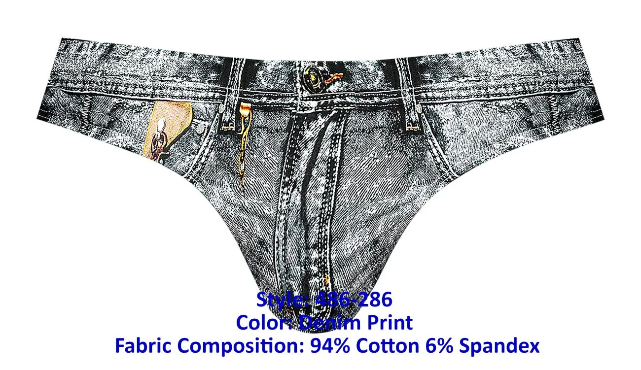 Clothing_Male Power_Mens Underwear Male Power 486-286 Dirty Denim Bikini Color Denim Print