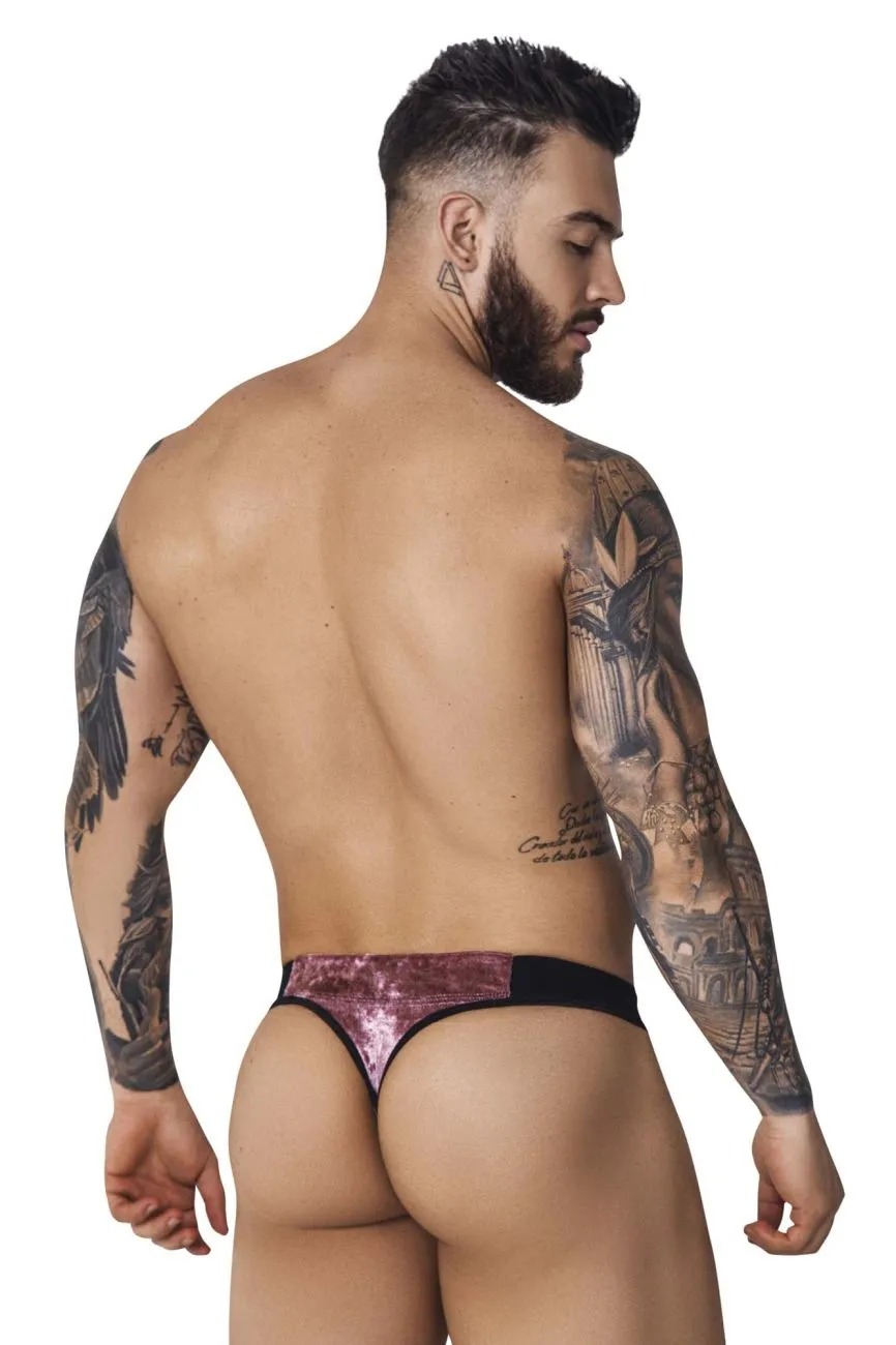 Clothing_Pikante_Mens Underwear Pikante PIK 1099 Clandestine Velvet Thongs Color Pink