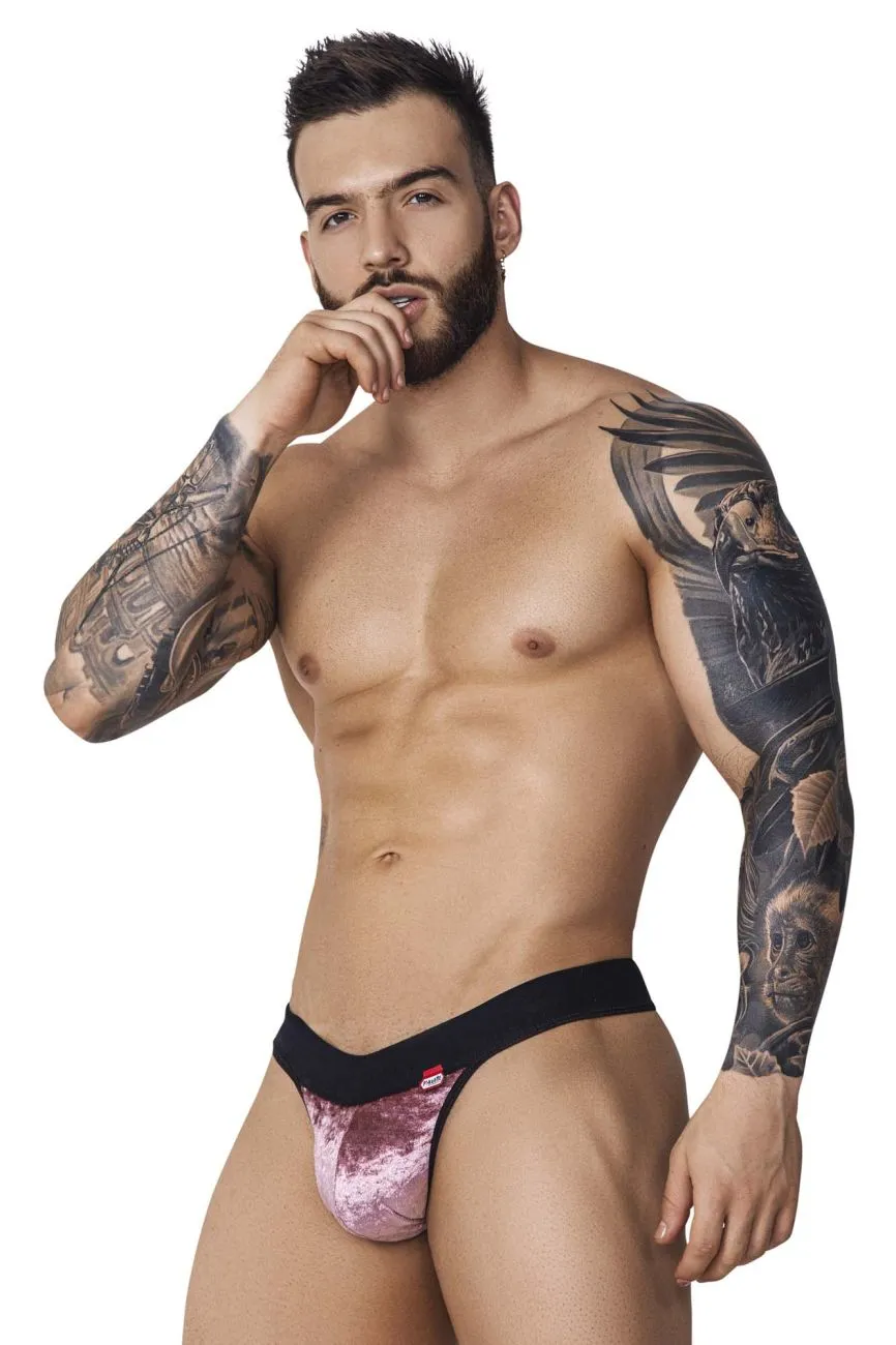 Clothing_Pikante_Mens Underwear Pikante PIK 1099 Clandestine Velvet Thongs Color Pink
