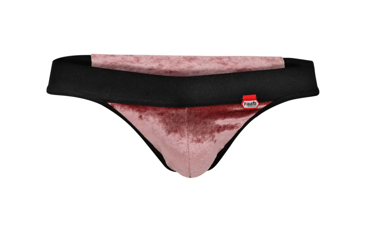 Clothing_Pikante_Mens Underwear Pikante PIK 1099 Clandestine Velvet Thongs Color Pink