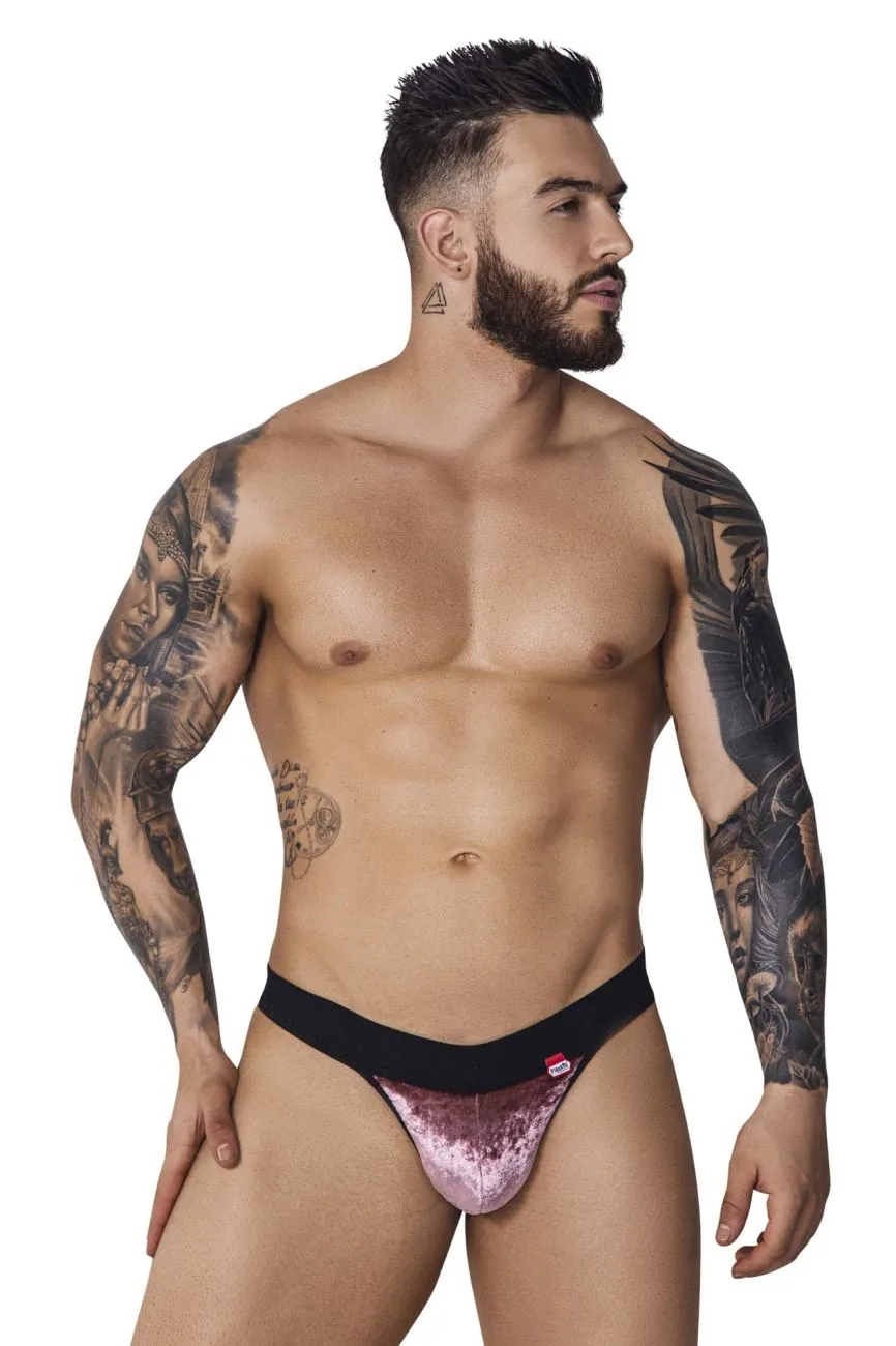 Clothing_Pikante_Mens Underwear Pikante PIK 1099 Clandestine Velvet Thongs Color Pink