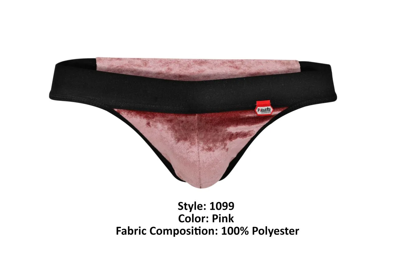 Clothing_Pikante_Mens Underwear Pikante PIK 1099 Clandestine Velvet Thongs Color Pink