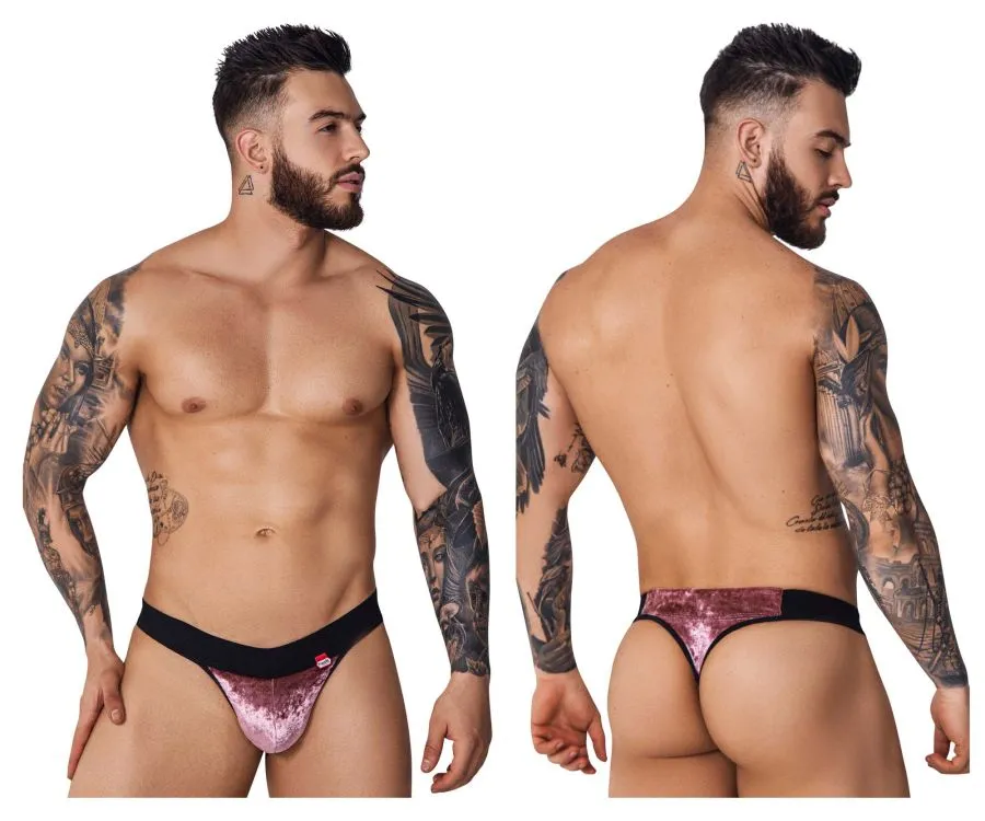 Clothing_Pikante_Mens Underwear Pikante PIK 1099 Clandestine Velvet Thongs Color Pink