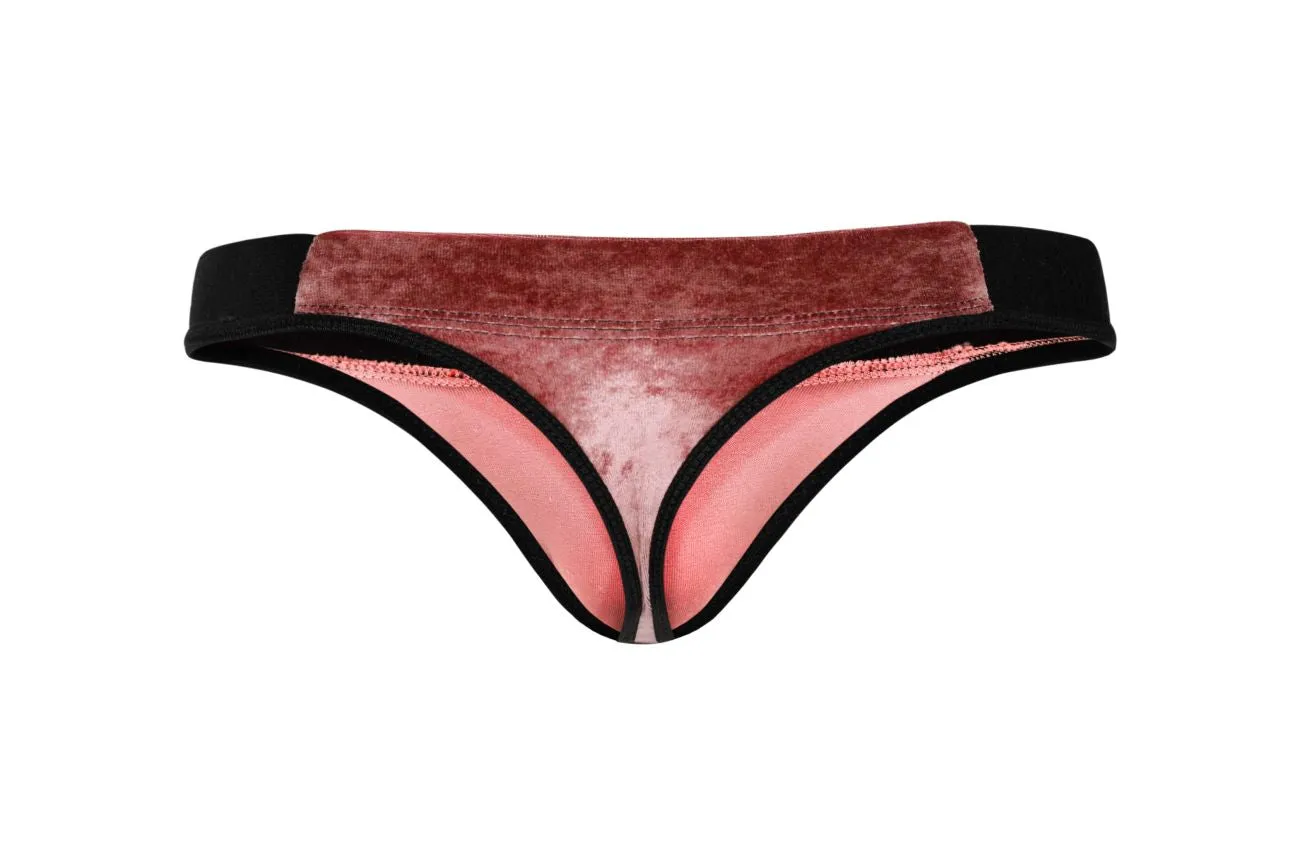 Clothing_Pikante_Mens Underwear Pikante PIK 1099 Clandestine Velvet Thongs Color Pink