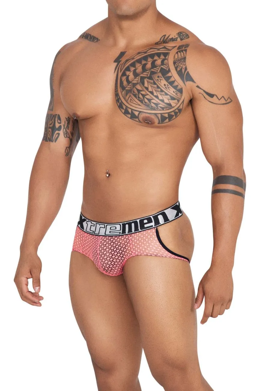 Clothing_Xtremen_Underwear Xtremen 91119 Lace Jockstrap Color Coral