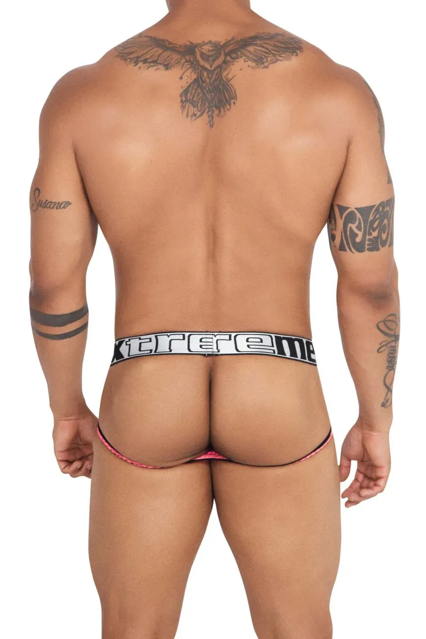 Clothing_Xtremen_Underwear Xtremen 91119 Lace Jockstrap Color Coral