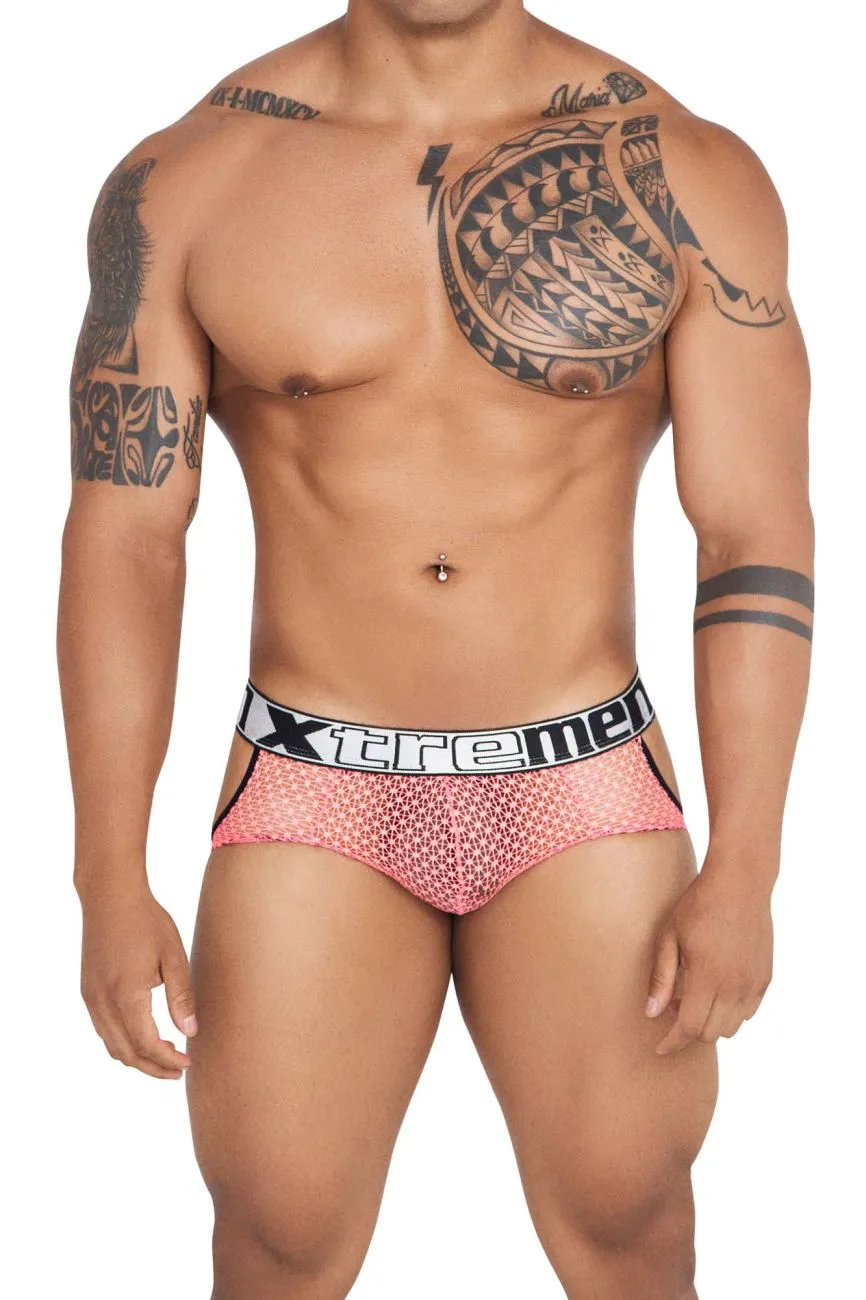 Clothing_Xtremen_Underwear Xtremen 91119 Lace Jockstrap Color Coral