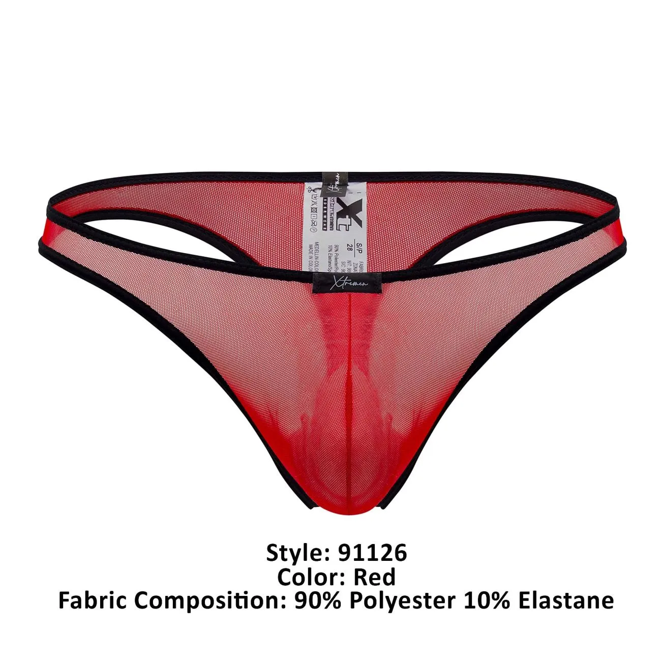 Clothing_Xtremen_Underwear Xtremen 91126 Mesh Thongs Color Red