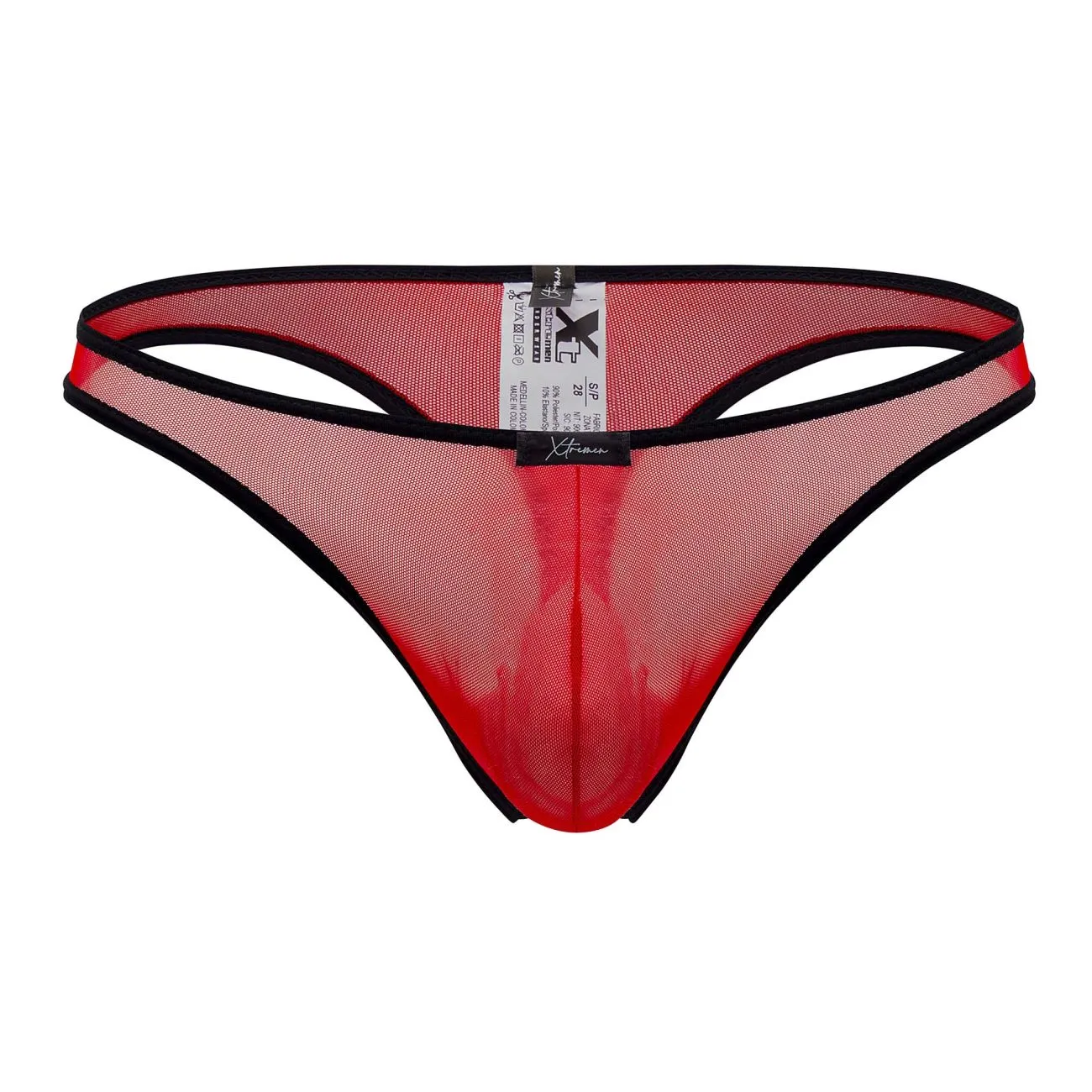Clothing_Xtremen_Underwear Xtremen 91126 Mesh Thongs Color Red