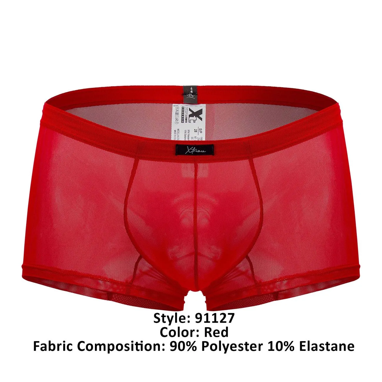 Clothing_Xtremen_Underwear Xtremen 91127 Mesh Trunks Color Red