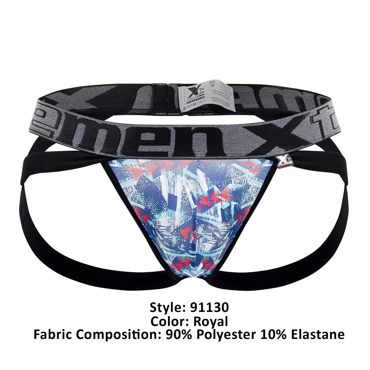 Clothing_Xtremen_Underwear Xtremen 91130 Printed Jockstrap Color Royal
