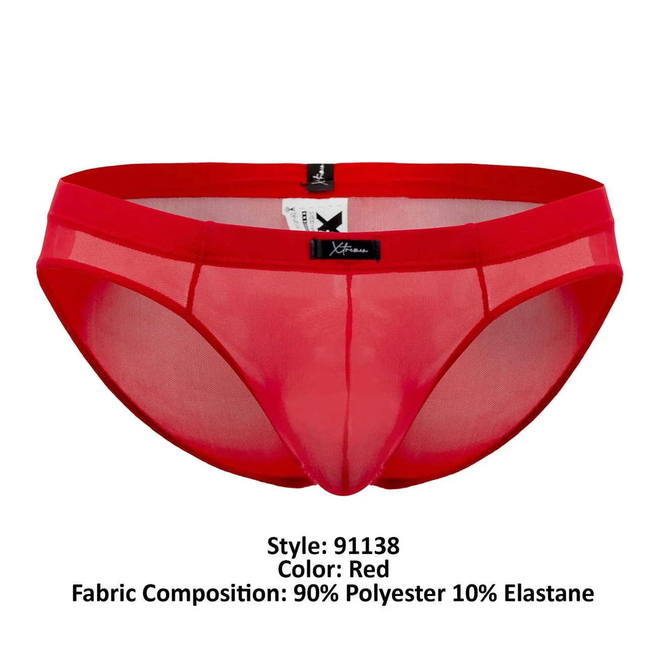 Clothing_Xtremen_Underwear Xtremen 91138 Mesh Briefs Color Red