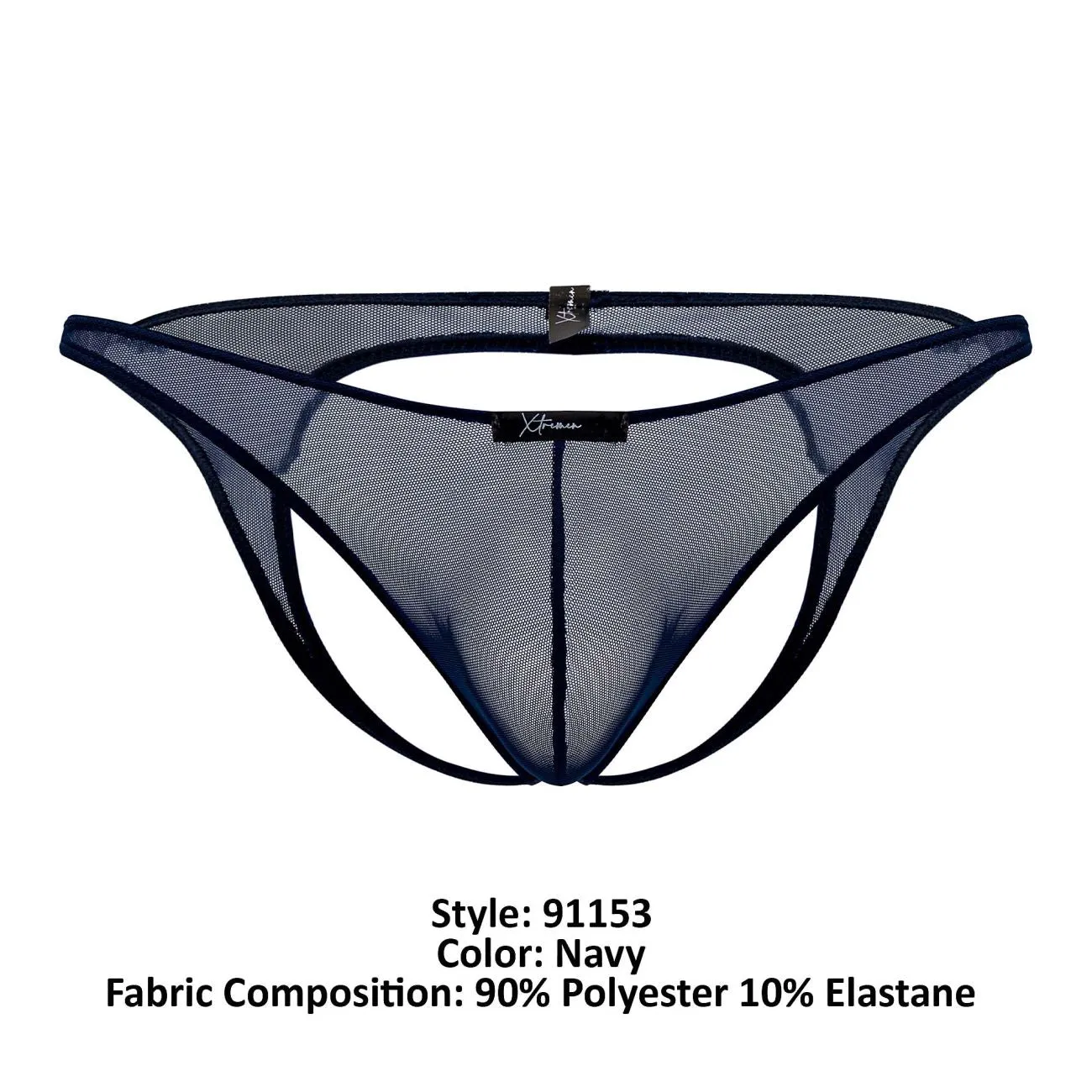 Clothing_Xtremen_Underwear Xtremen 91153 Tulle mesh Jockstrap Color Navy