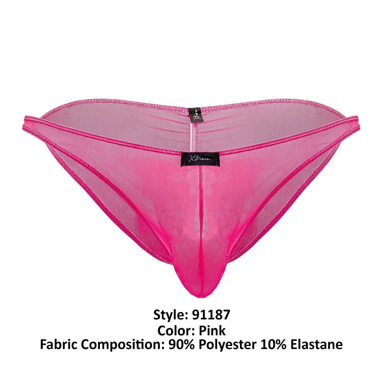 Clothing_Xtremen_Underwear Xtremen 91187 Tulle Mesh Bikini Color Pink