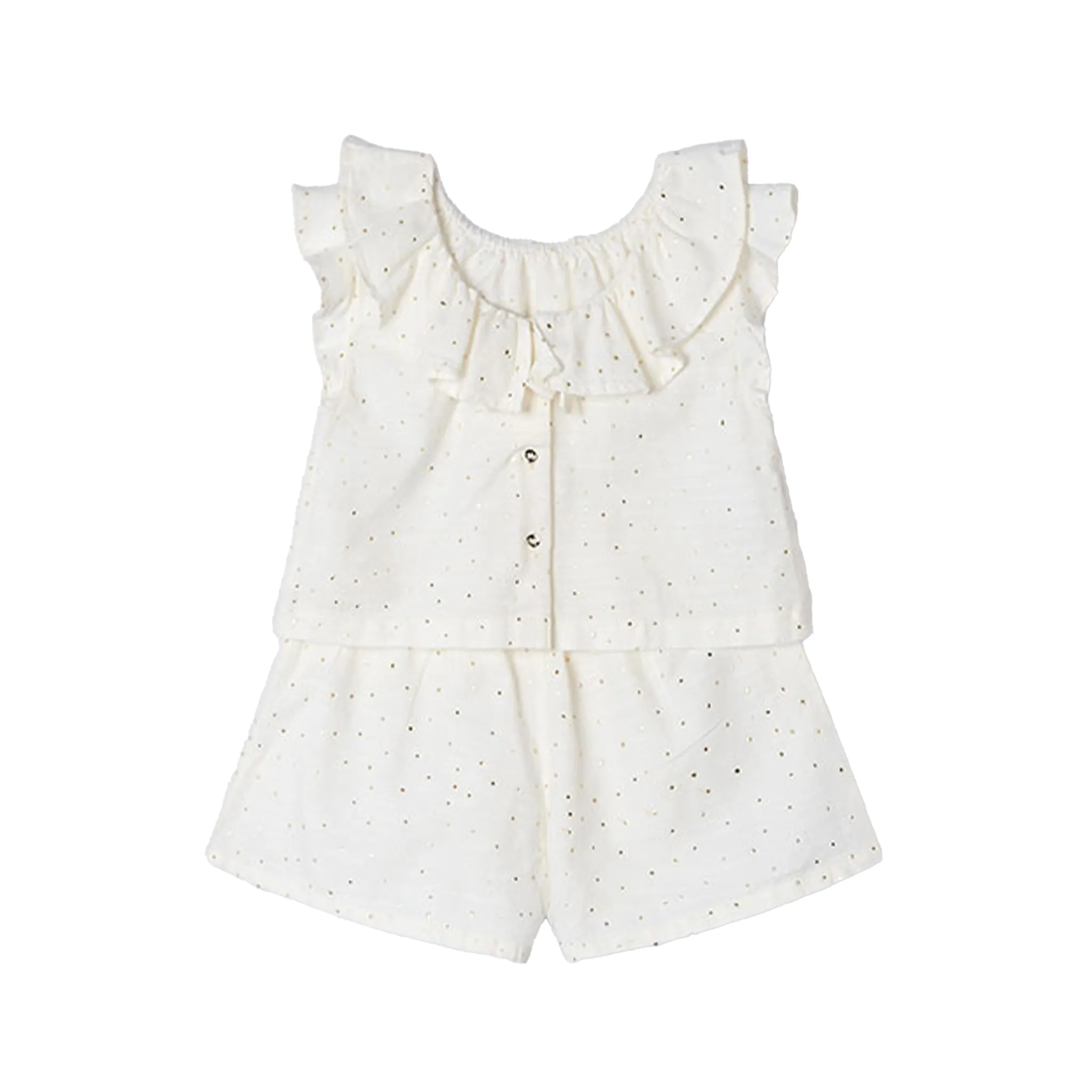 Collared Gold Dot Top and Bottom Set