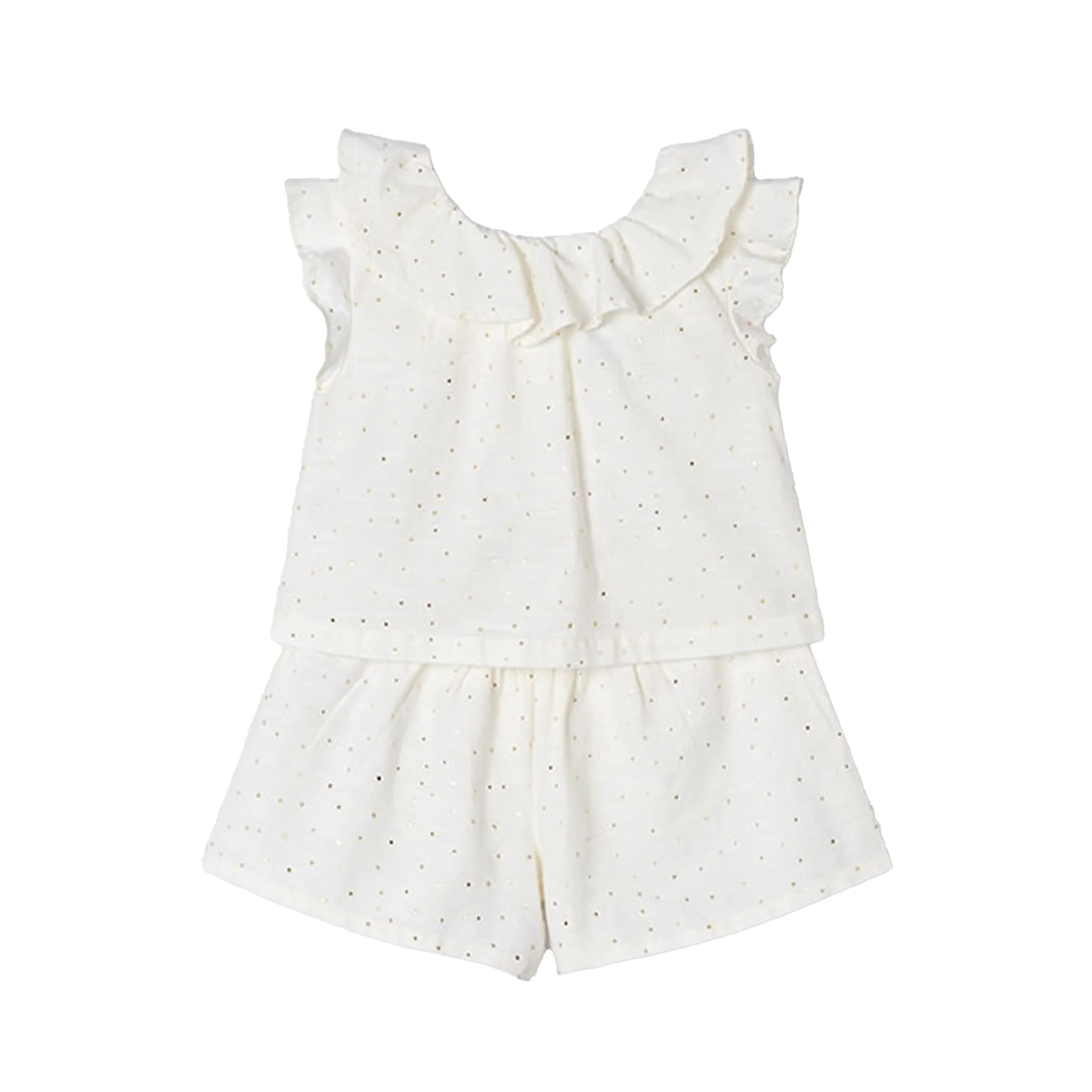 Collared Gold Dot Top and Bottom Set