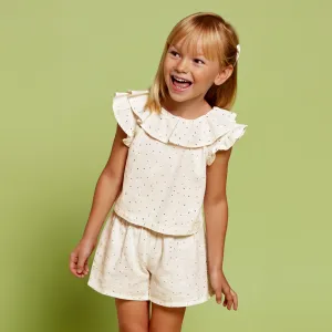 Collared Gold Dot Top and Bottom Set