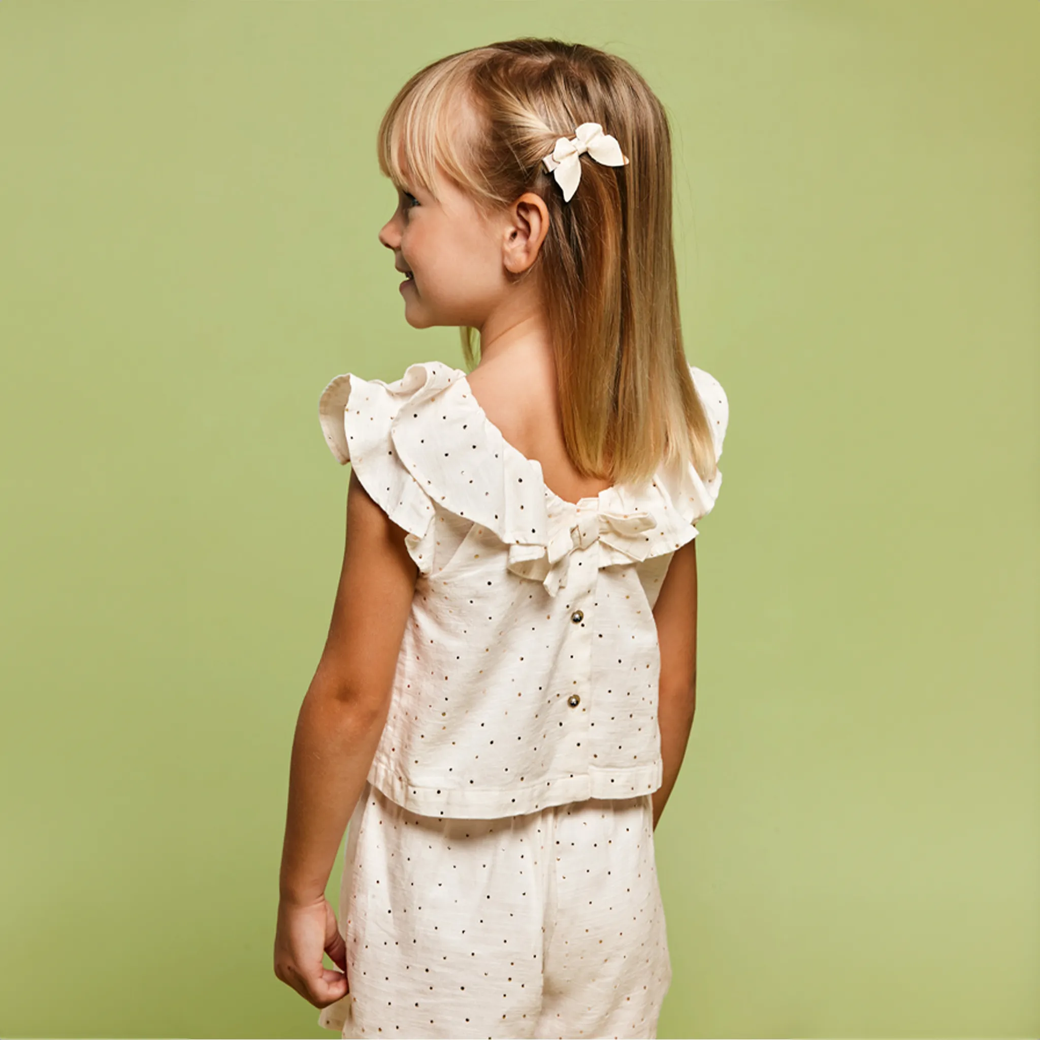 Collared Gold Dot Top and Bottom Set