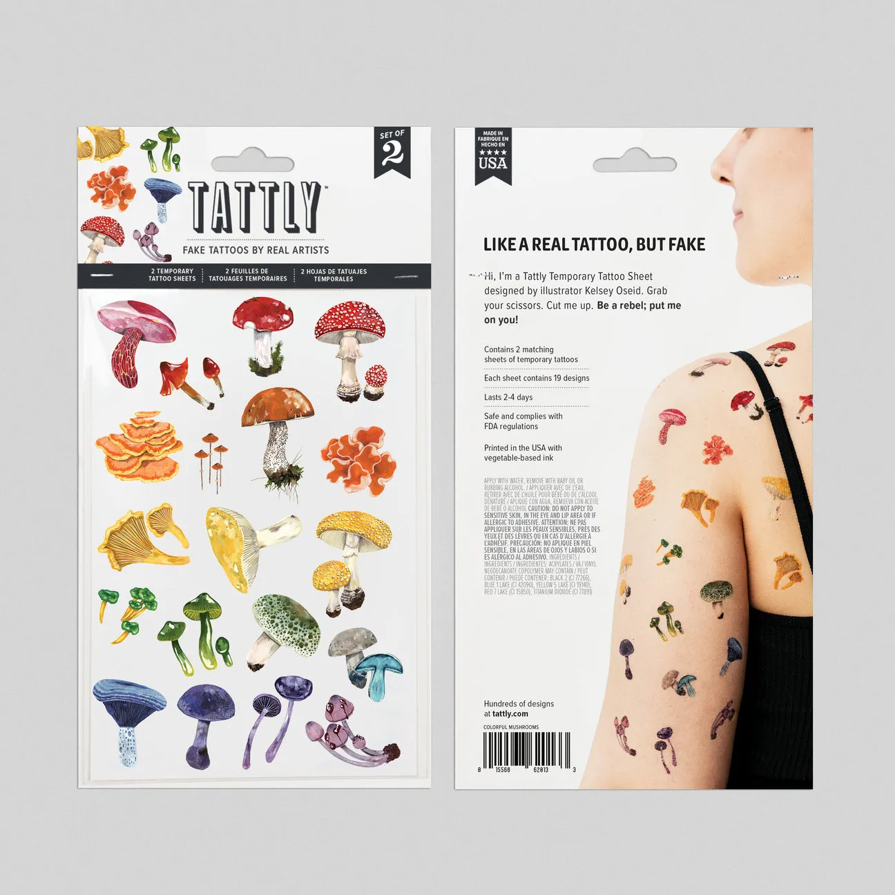 Colorful Mushrooms Sheet Tattoos - Set of 2 by Tattly
