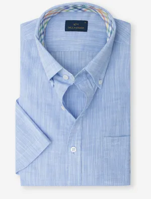 Cotton Short Sleeves Casual Shirt Blue
