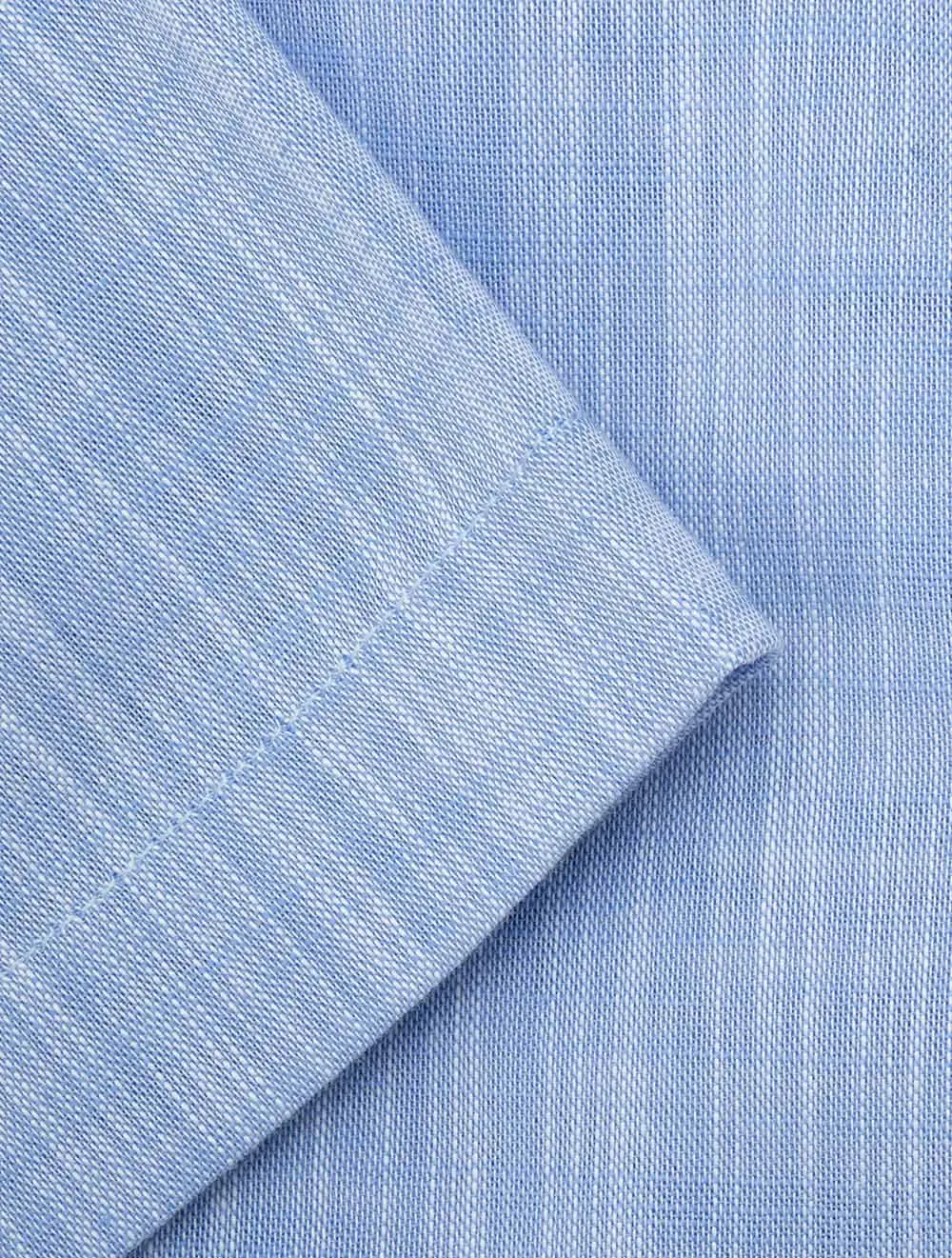Cotton Short Sleeves Casual Shirt Blue
