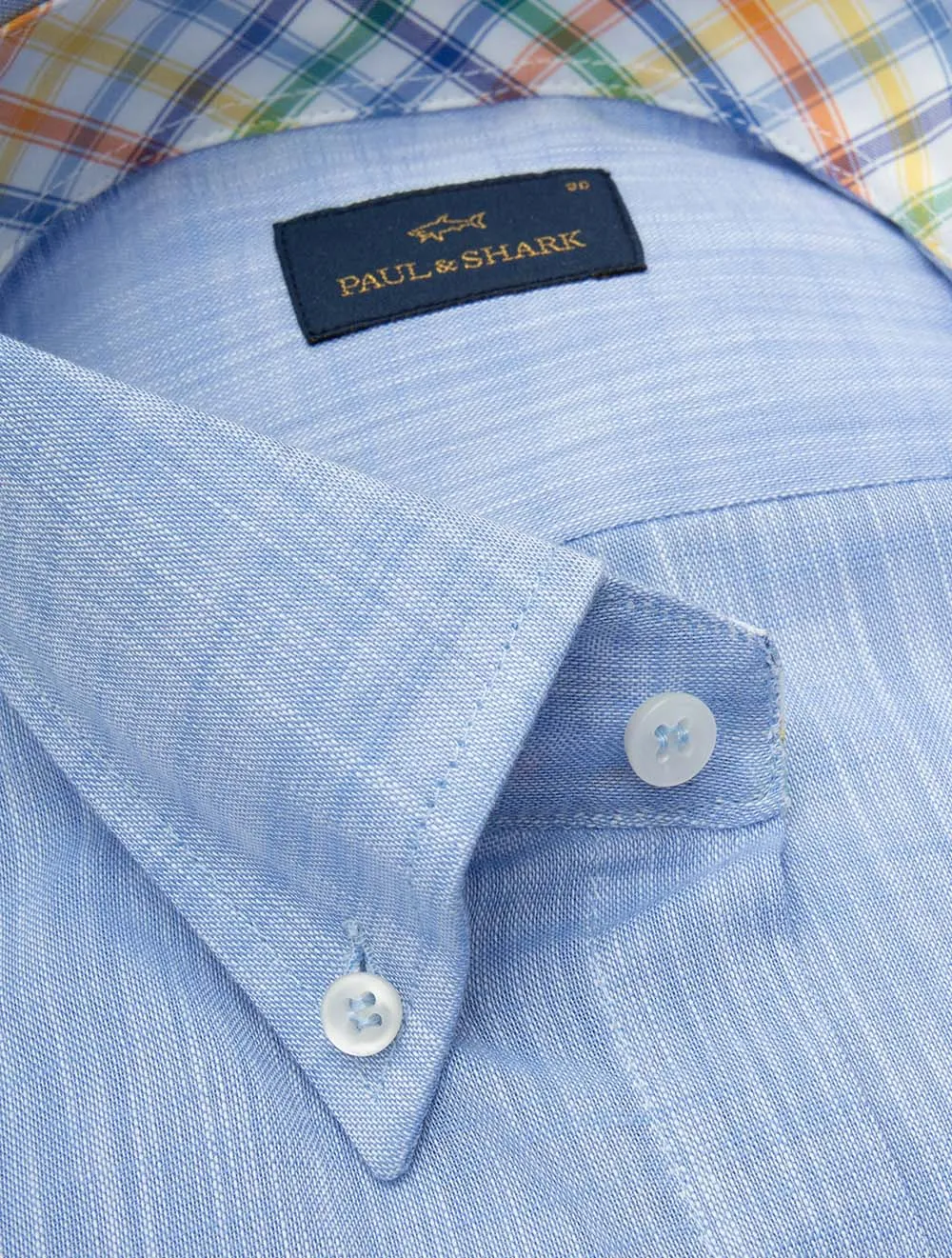 Cotton Short Sleeves Casual Shirt Blue