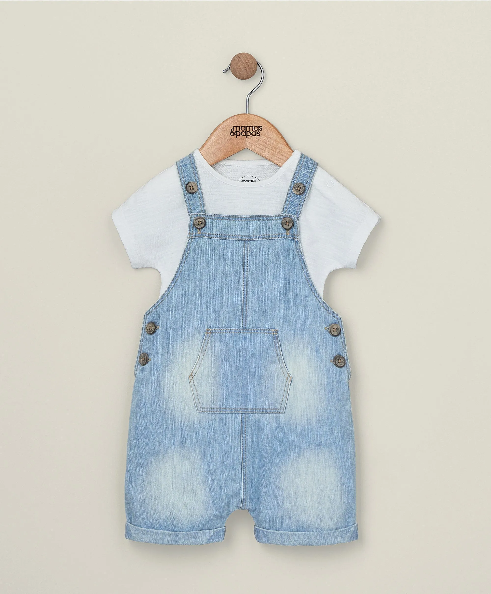 Denim Dungarees and White T Shirt - 2 Piece Set